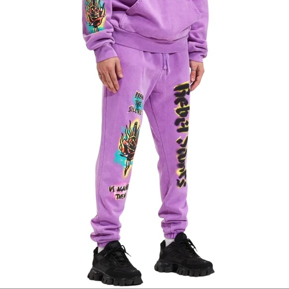 Rebel Saints By Affliction Men's Jogger Panther Sweatpants Heavyweight $158 - Picture 6 of 7